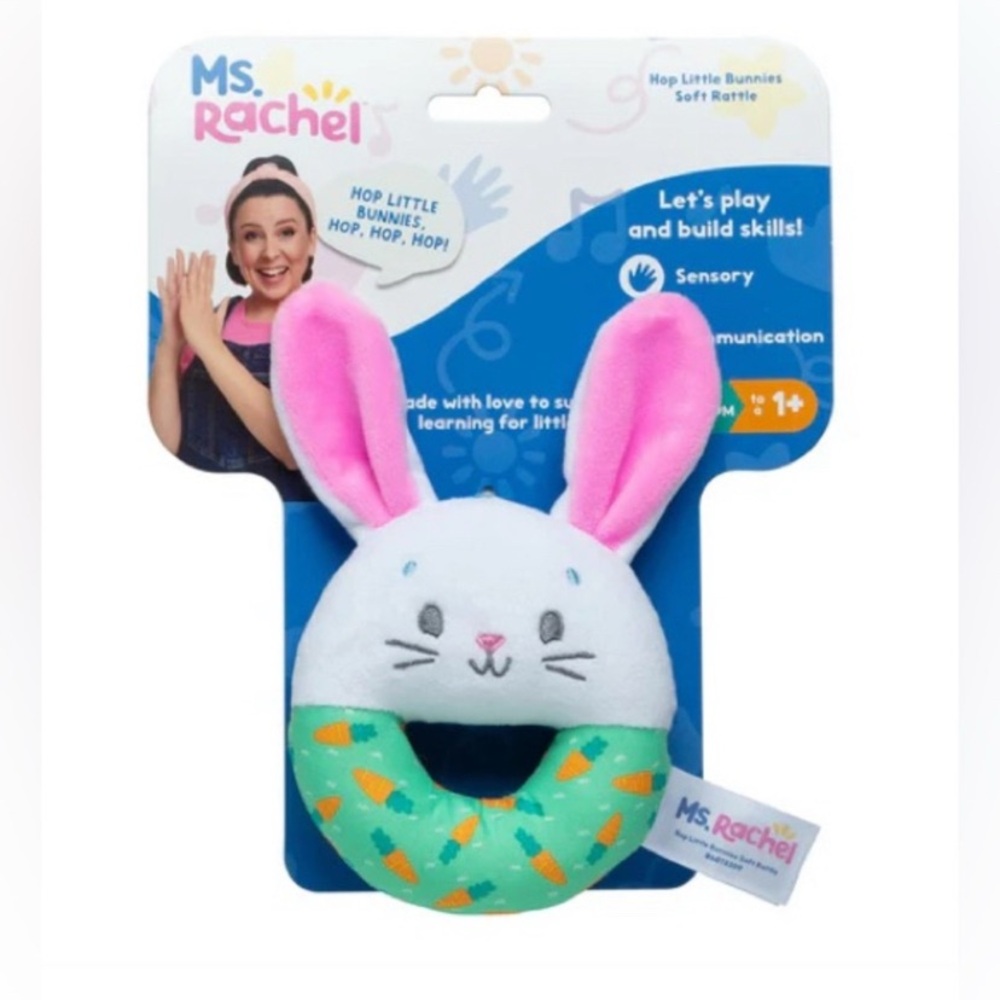 Ms. Rachel Hop Little Bunnies Soft Rattle New